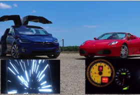 elektromos, f430, ferrari, gyorsulás, gyorsulási verseny, model x, p90d, tesla, videó