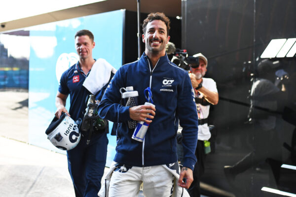 MEXICO CITY, MEXICO - OCTOBER 28: Fourth placed qualifier Daniel Ricciardo of Australia and Scuderia AlphaTauri celebrates in the Paddock during qualifying ahead of the F1 Grand Prix of Mexico at Autodromo Hermanos Rodriguez on October 28, 2023 in Mexico City, Mexico. (Photo by Rudy Carezzevoli/Getty Images) // Getty Images / Red Bull Content Pool // SI202310290021 // Usage for editorial use only //